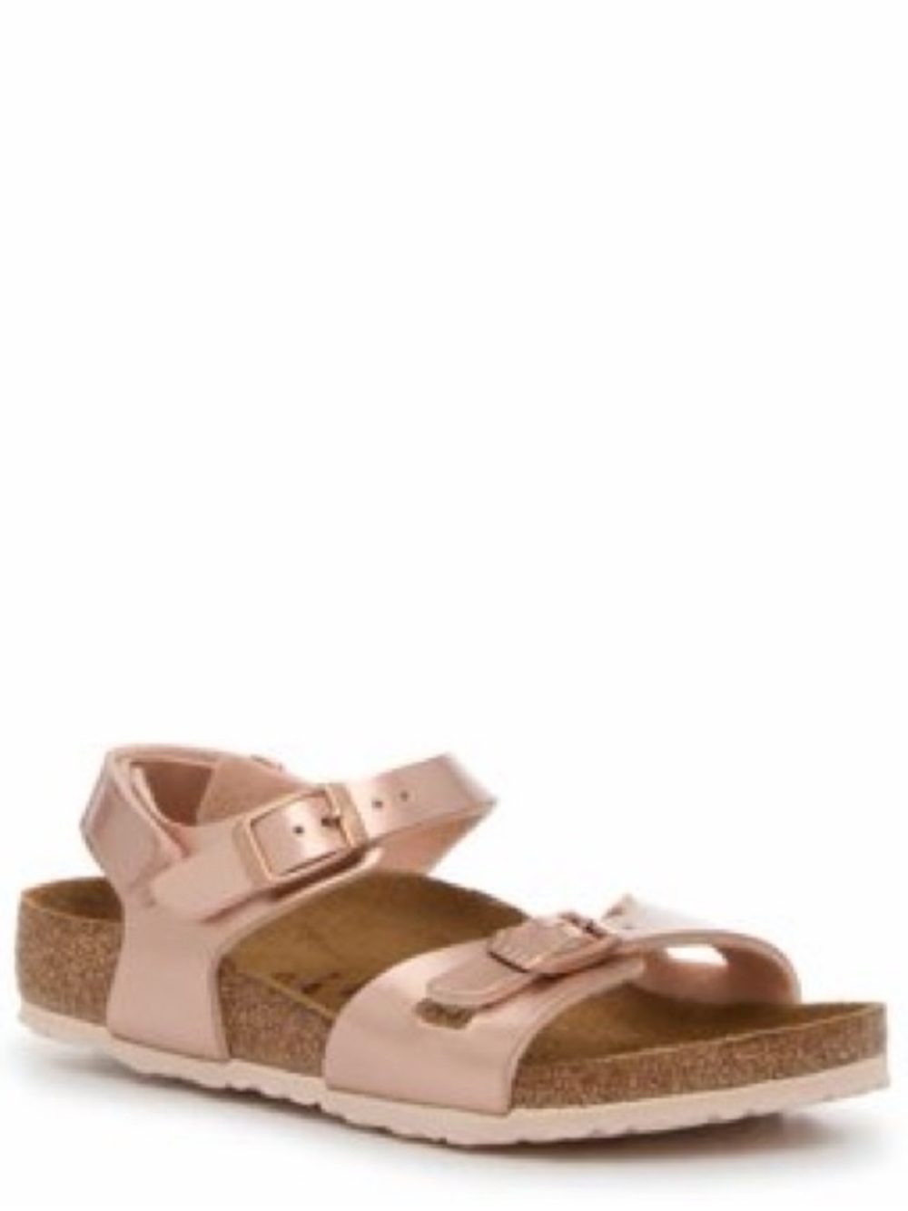 Kids Rose Gold Metallic Pink Cork Footbed Sandal